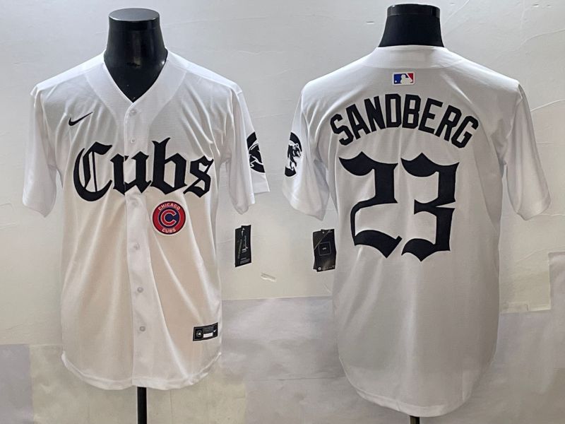 Men 2025 Chicago Cubs #23 Sandberg White Five generations Joint Name Nike MLB Jersey style 17->chicago cubs->MLB Jersey